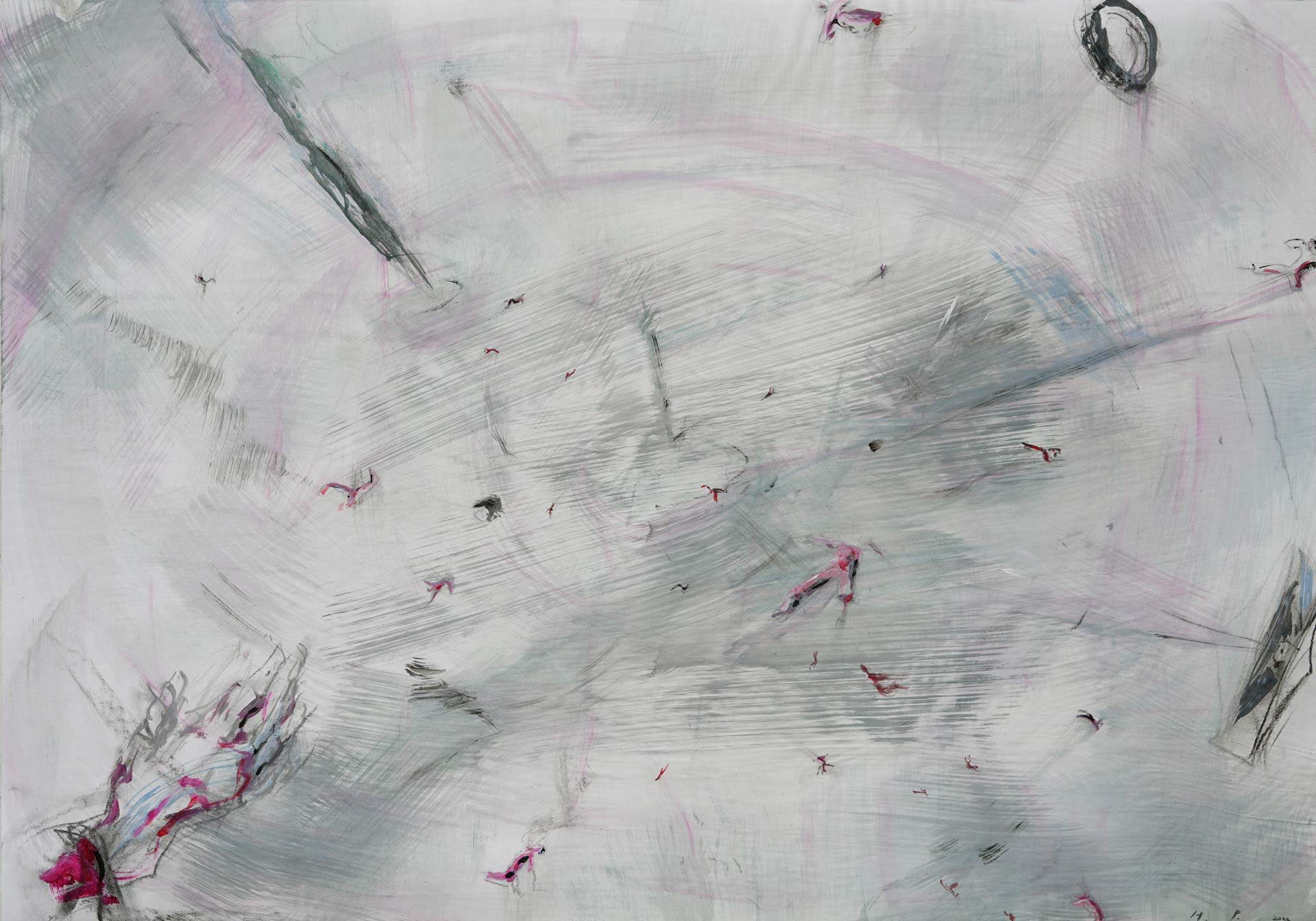 II Folge  - Krieg -            |  2022    Kohle/Acryl auf Papier  70 x 100 cm