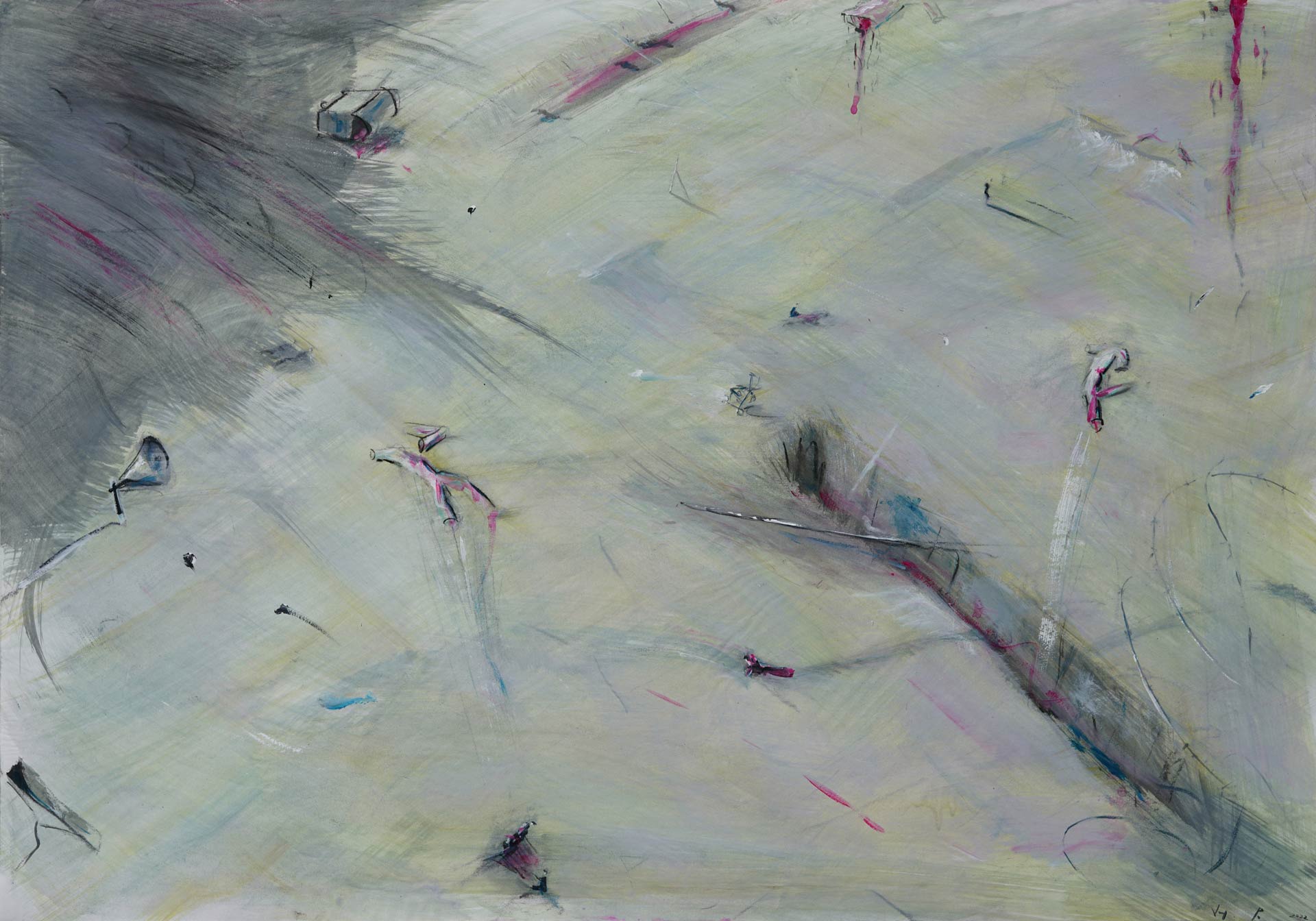 II Folge  - Krieg -            |  2022    Kohle/Acryl auf Papier  70 x 100 cm